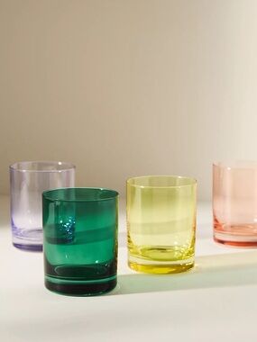 NWT Anthropologie Morgan Double Old Fashioned Glasses, Set of 4